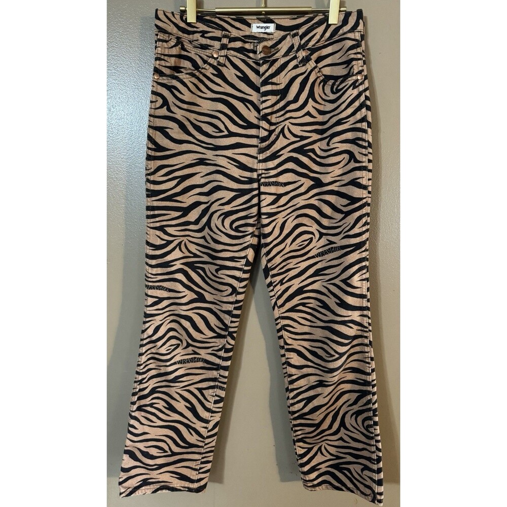 Wrangler 603 Wild West High Rise Straight Jeans Purr Tiger Zebra Print 28X28 - Picture 2 of 10